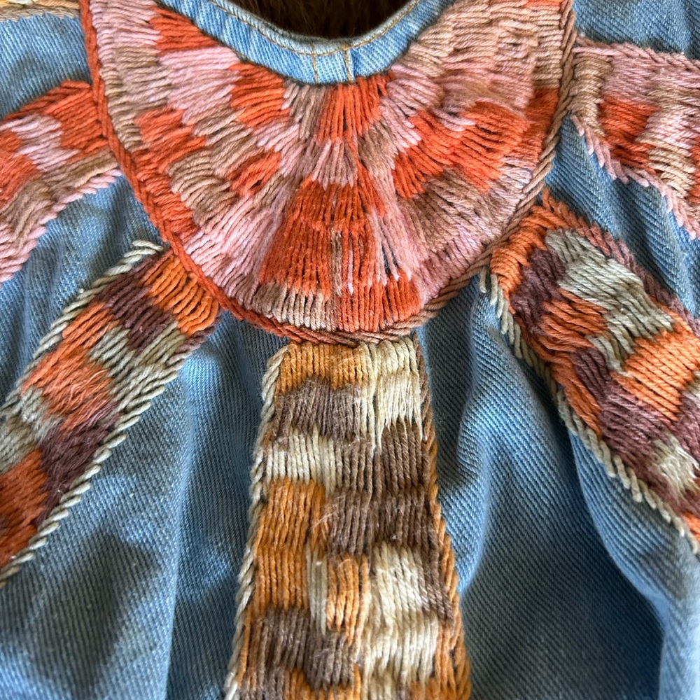 Chasing Unicorns Waiting for the Sun embroidered short denim overalls size M - Picture 8 of 17